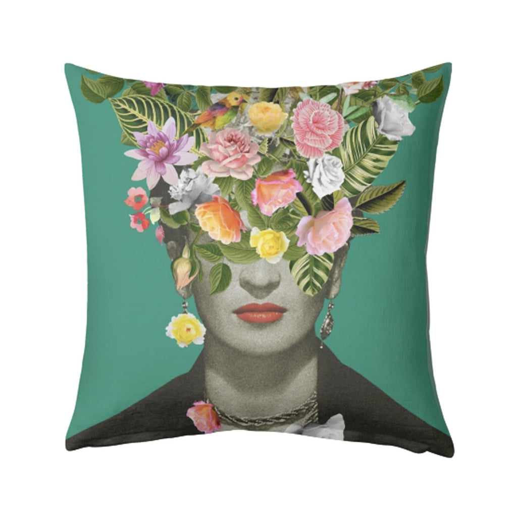 Frida Floral Cushion (Green)