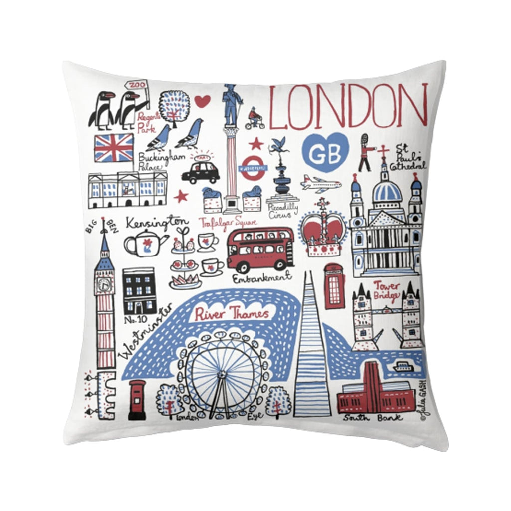 london cushion illustrated crown big ben thames shard red bus