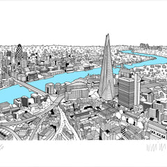 The Shard Light Blue A3 Art Map Will Clarke for We Built This City 4