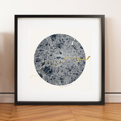 Gold Thames Circular Map Dark Background