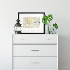 London Map Gold Streets Blue River