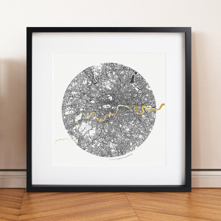 Gold Thames Circular Map Light Background
