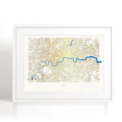 London Map Gold Streets Blue River