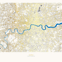 London Map Gold Streets Blue River