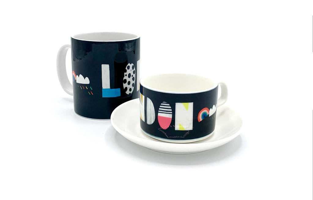 london typography nichola cowdery letters mug cup for We Built This City 4