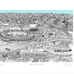 Olympic Park Light Blue A3 Art Map Will Clarke for We Built This City 4