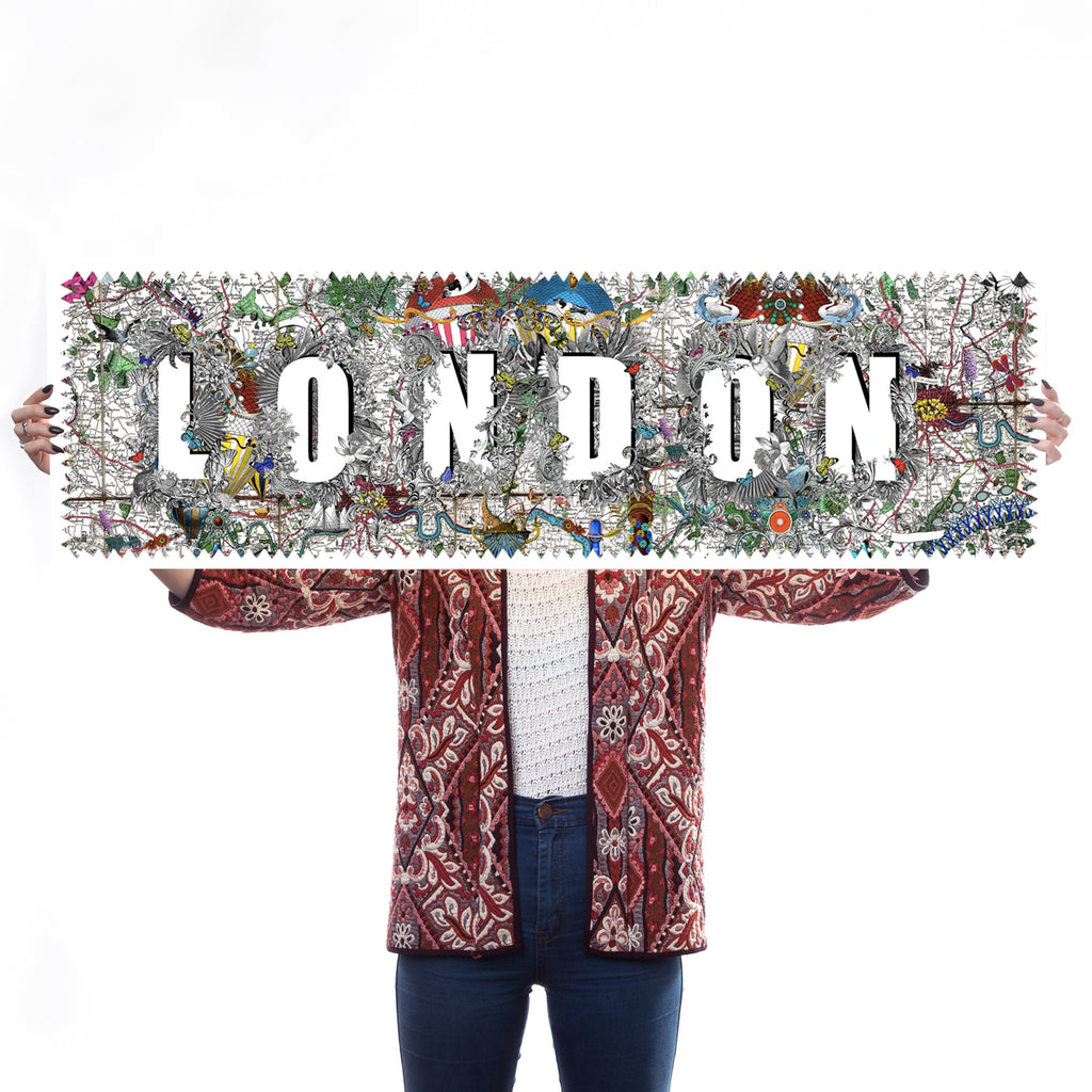 london letters typography illustrated animals wide format