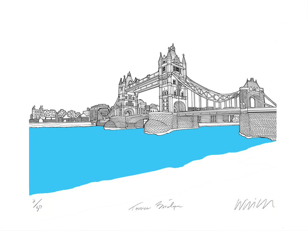 Tower Bridge Turquoise A3 Art Map Will Clarke for We Built This City 4