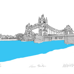 Tower Bridge Turquoise A3 Art Map Will Clarke for We Built This City 4