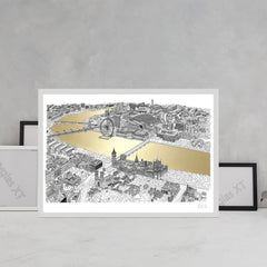 will clarke gold silver thames a1 london eye map line drawing metallic for We Built This City 3