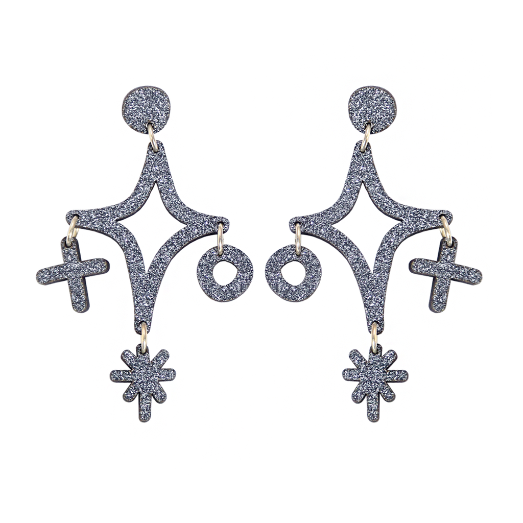 Magic Cluster Drop Stud Earrings - Grey Jewellery - Earrings Kam Creates for We Built This City 1
